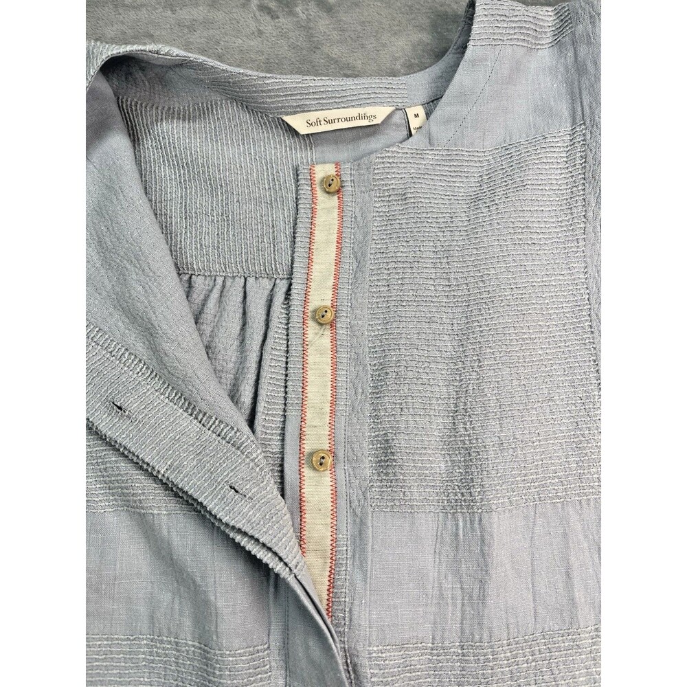Soft Surroundings NEW! womens 1/2 button long sleeve summer linen shirt sz M - Picture 6 of 8